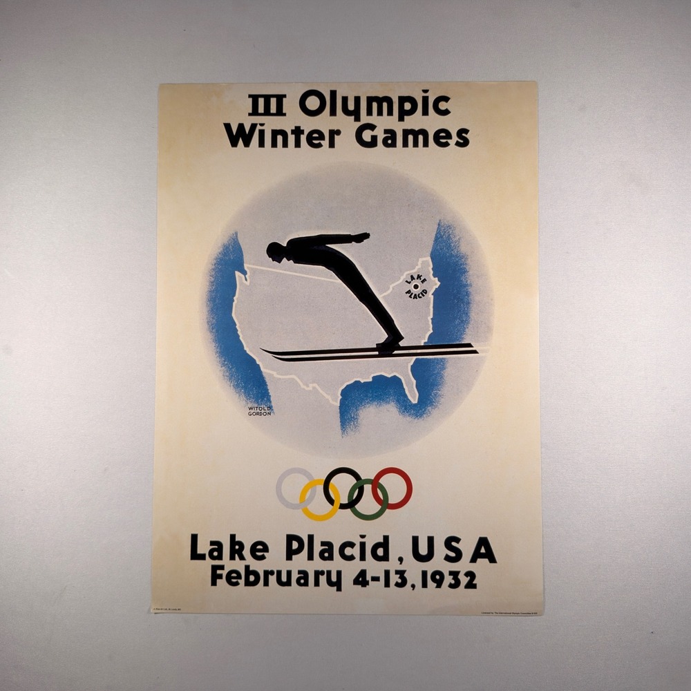 Lake Placid 1932 III Olympic Winter Games Poster Witold Gordon Art Print 13x18